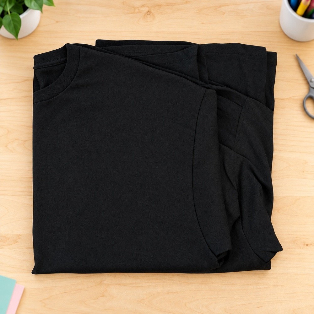 Gildan Heavy Cotton Black T-Shirt Set of 2 Mens Size 2XL Blank Crew Neck Tee